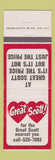 Matchbook Cover - Great Scott Stores