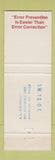 Matchbook Cover - Step Up Honeywell Error Prevention
