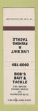 Matchbook Cover - Bob's Bait and Tackle Fort Myers? FL