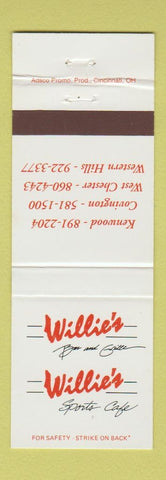 Matchbook Cover - Willie's Bar Grille Kenwood Covington West Chester KY OH