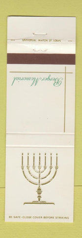 Matchbook Cover - Berger Memorial St Louis MO Funeral Home Jewish