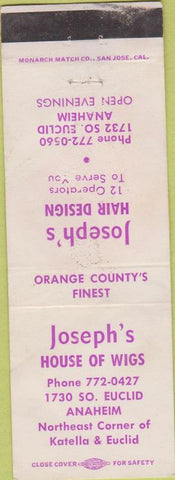 Matchbook Cover - Joseph's House of Wigs Hair Salon Anaheim CA WEAR