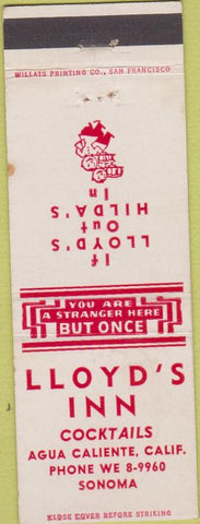 Matchbook Cover - Lloyd's Inn Sonoma CA