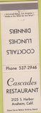 Matchbook Cover - Cascades Restaurant Anaheim CA