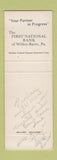 Matchbook Cover - Wilkes College Wilkes Barre PA 1st National Bank