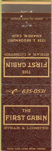 Matchbook Cover - First Cabin Steak House Anaheim CA