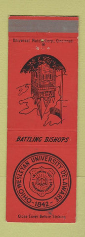 Matchbook Cover - Wesleyan University Delaware OH WORN BACK