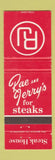 Matchbook Cover - Rae and Jerry's Steak House Vancouver BC