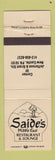 Matchbook Cover - Saide's Middle East Restaurant New Castle PA