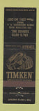 Matchbook Cover - Timken Roller Bearings Cal's Service North Brunswick NJ