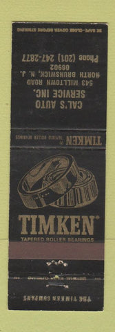 Matchbook Cover - Timken Roller Bearings Cal's Service North Brunswick NJ
