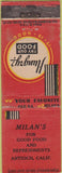Matchbook Cover - Milan's Restaurant Antioch CA WORN