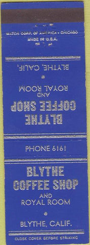 Matchbook Cover - Blythe Coffee Shop CA