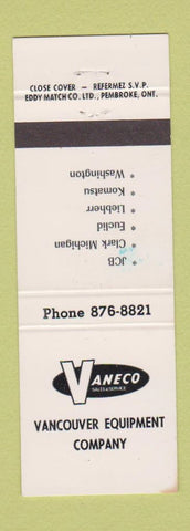 Matchbook Cover - Vaneco Vancouver Equipment BC WEAR tractors