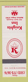 Matchbook Cover - Knights Inn Medford OR