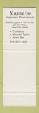 Matchbook Cover - Yamato Japanese Restaurant Niles OH