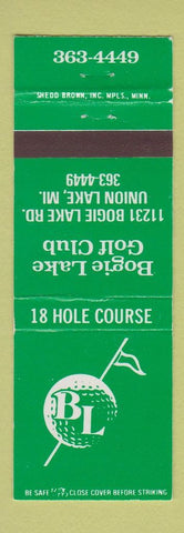 Matchbook Cover - Bogie Lake Golf Club Union Lake MI