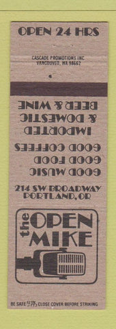 Matchbook Cover - The Open Mike Portland OR