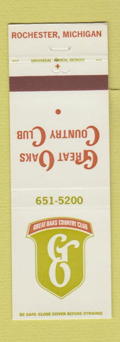 Matchbook Cover - Great Oaks Country Club Rochester MI