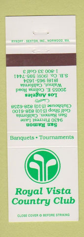 Matchbook Cover - Royal Vista Country Club San Ramon Los Angeles CA