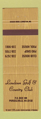 Matchbook Cover - Loudoun Golf Country Club Purcellville VA