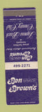 Matchbook Cover - Ben Brown's Restaurant Laguna Beach Country Club CA
