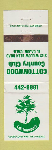 Matchbook Cover - Cottonwood Country Club El Cajon CA WEAR