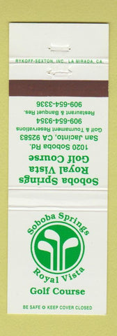 Matchbook Cover - Soboba Springs Royal Vista Golf Course San Jacinto CA