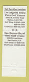 Matchbook Cover - Soboba Springs Royal Vista Golf Course San Jacinto CA