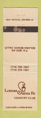 Matchbook Cover - Lomas Santa Fe Country Club Solana Beach CA WEAR