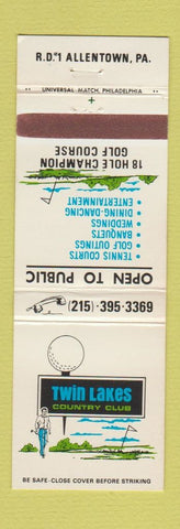 Matchbook Cover - Twin Lakes Country Club Allentown PA WORN