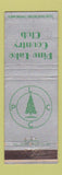 Matchbook Cover - Pine Lake Country Club Pontiac MI WEAR