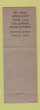 Matchbook Cover - Pine Lake Country Club Pontiac MI WEAR