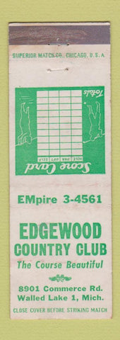 Matchbook Cover - Edgewood Country Club Walled Lake MI WEAR