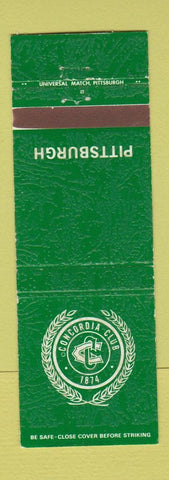 Matchbook Cover - Concordia Club Pittsburgh PA