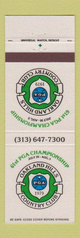 Matchbook Cover - Oakland Hills Country Club Birmingham MI