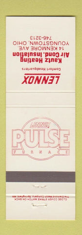 Matchbook Cover - Lennox Heating Air Conditioning Kautz Youngstown OH