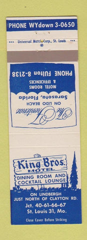 Matchbook Cover - King Bros St Louis MO Route 66 Frontenac Sarasota FL