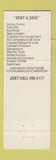 Matchbook Cover - Newbury Park Equipment Rental CA