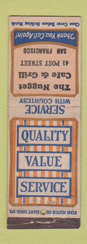 Matchbook Cover - Nugget Cafe Grill San Francisco CA STAR MATCH BOBTAIL
