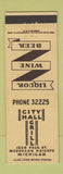 Matchbook Cover - City Hall Grill Muskegon Heights MI