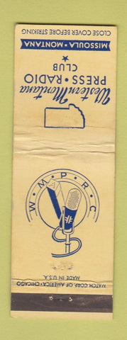 Matchbook Cover - Western Montana Press Radio Club Missoula MT WEAR