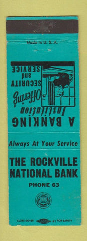 Matchbook Cover - Rockville National Bank low phone #