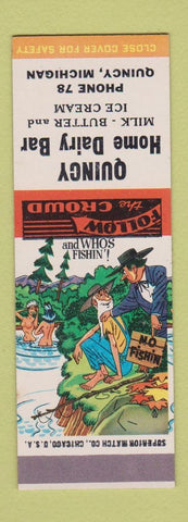 Matchbook Cover - Quincy Home Dairy Bar Quincy MI low phone # Hillbilly SAMPLE