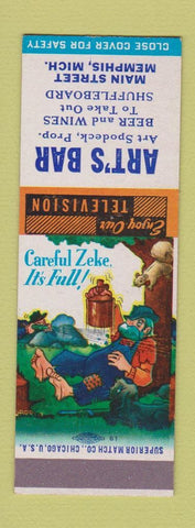 Matchbook Cover - Art's Bar Memphis MI shuffleboard Hillbilly SAMPLE