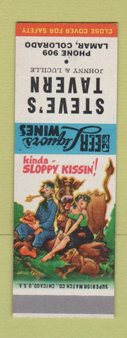 Matchbook Cover - Steve's Tavern Lamar Colorado low phone # Hillbilly SAMPLE