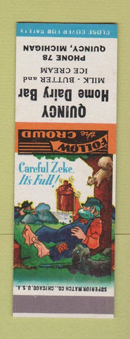 Matchbook Cover - Quincy Home Dairy Bar Quincy MI low phone # Hillbilly SAMPLE