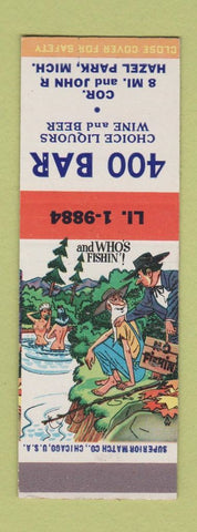 Matchbook Cover - 400 Bar Hazel Park MI Hillbilly SAMPLE