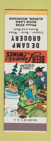 Matchbook Cover - De Camp Grocery Albion MI low phone # Hillbilly SAMPLE #2