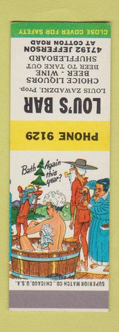 Matchbook Cover - Lou's Bar Zawadski New Baltimore MI Hillbilly SAMPLE